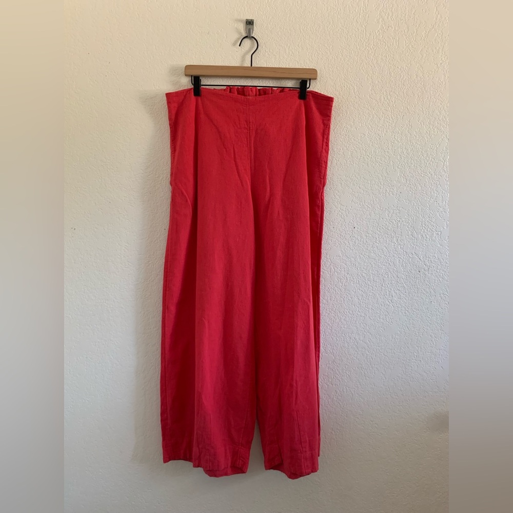 Free People Wide Leg Pants Cotton Linen Pink Women’s Size Large Boho